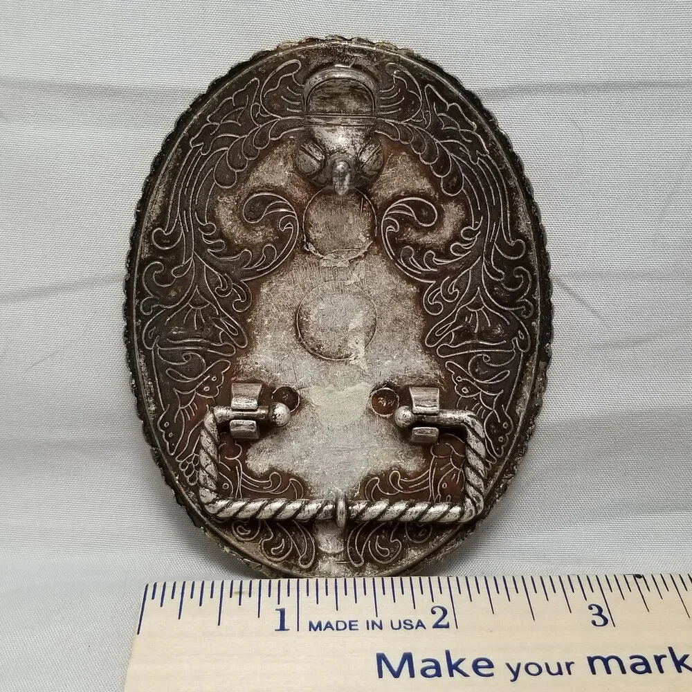 Belt Buckle Women's D.I. Rhein Crafted Pewter Enamel And Rhinestone Filigree‎